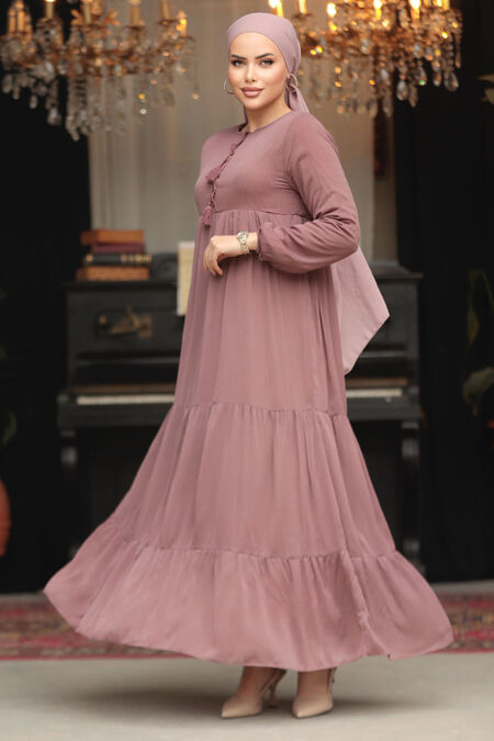 Modest Dusty Rose Long Sleeve Dress 22051GK